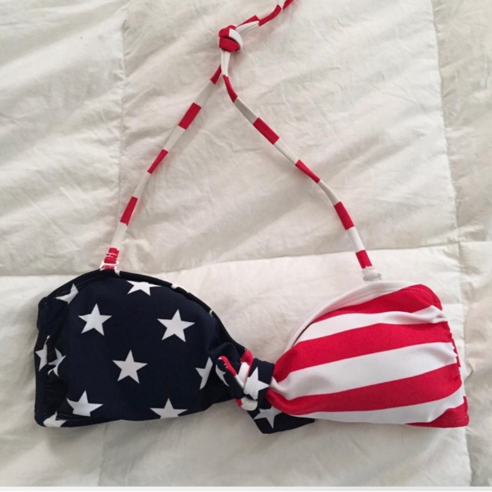 American Flag Bandeau Bikini Top - Stars & Stripes